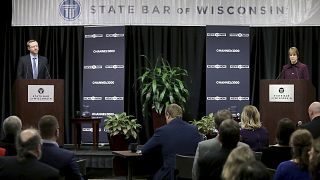 Image: Wisconsin Supreme Court candidates Brian Hagedorn and Lisa Neubauer