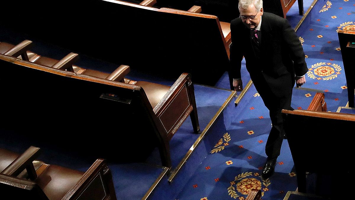 Image: U.S. Senate Majority Leader McConnell departs House Chamber on Capit