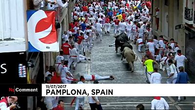 جشن فرار از گاوهای وحشی در شهر پامپلونای اسپانیا