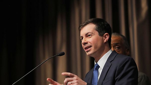 Image: U.S. 2020 Democratic presidential candidate Pete Buttigieg speaks at Image: U.S. 2020 Democratic presidential candidate Pete Buttigieg speaks at