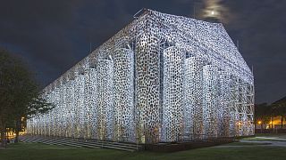 The Parthenon made from 100,000 banned books