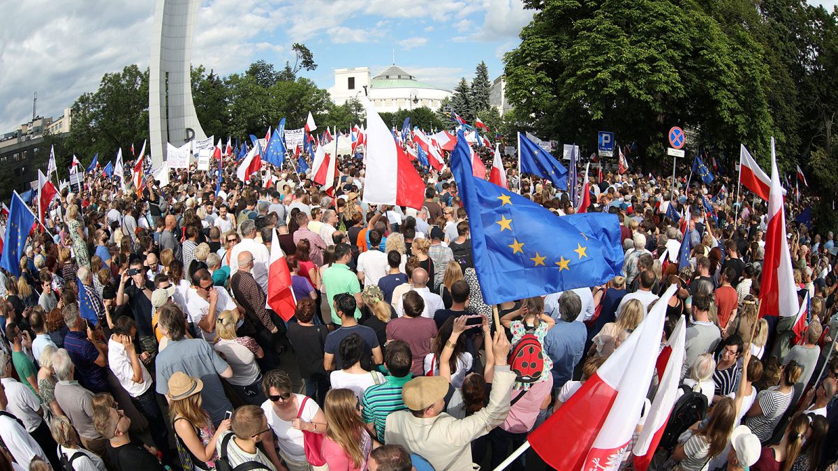 Thousands protest in Poland against government judicial changes