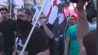 تظاهرات ملی گرایان گرجستان علیه مالکان ایرانی و عربی کلوپ‌ها