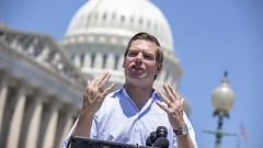 Image: Rep. Eric Swalwell, D-Calif., speaks at a news conference on Capitol