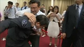 Watch: Brawl in Taiwan's parliament