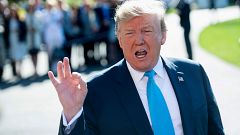 Image: President Donald Trump speaks to the press prior to departing on Mar