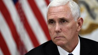 Image: Vice President Mike Pence listens during a meeting at the White Hous