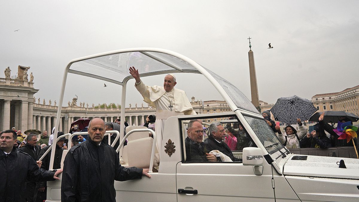 Image: Pope Francis in St. Peter's Square at the Vatican