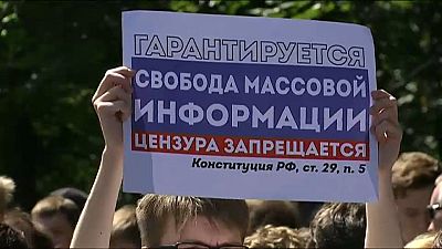 Protestors march in Moscow over internet censorship regulations
