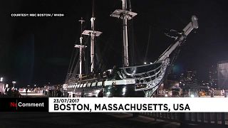 The USS Constitution, warship from 1797, returns to water