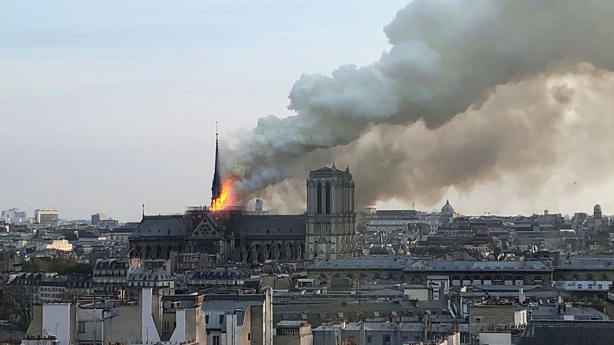 Image: The burning roof of Notre Dame Cathedral
