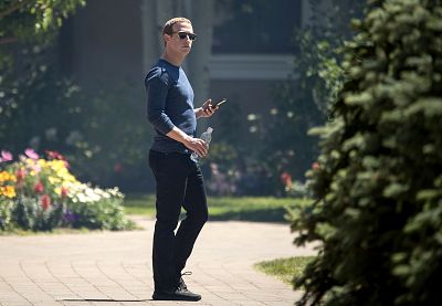 Mark Zuckerberg attends the annual Allen and Company conference in Sun Valley, Idaho, in 2018.