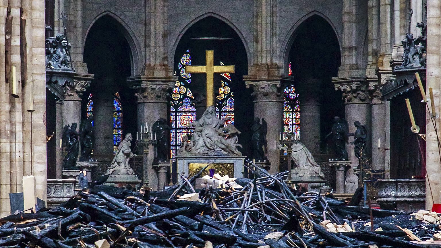 Image: Debris within Notre Dame Cathedral