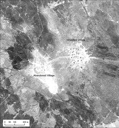 Images captured by the U-2 planes show individual reed huts in Iraq\'s Mesopotamian marshes in 1960.