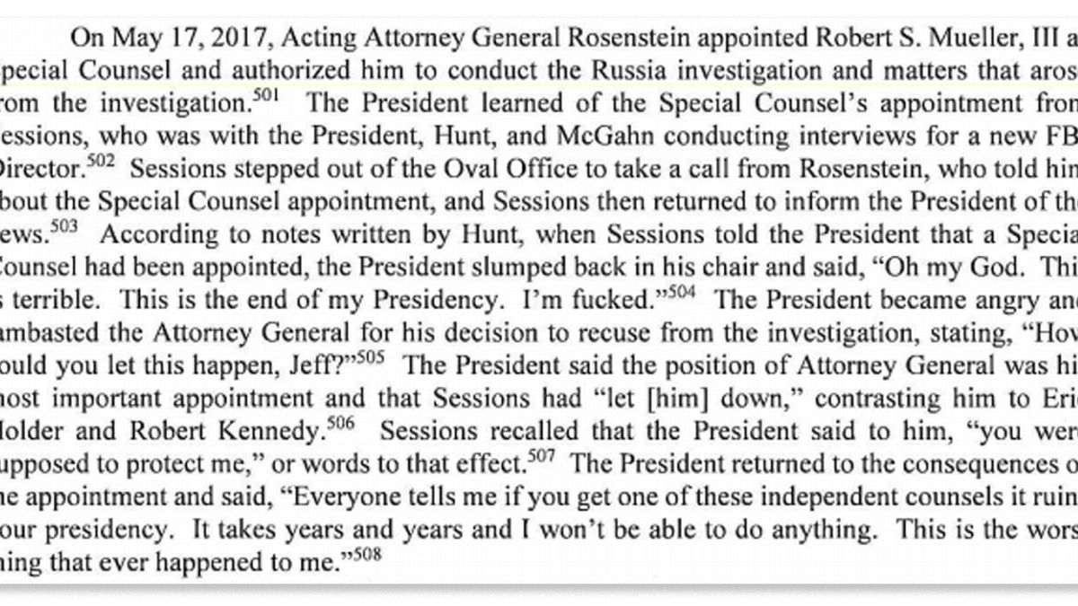 Image: A page from the Mueller report. 
