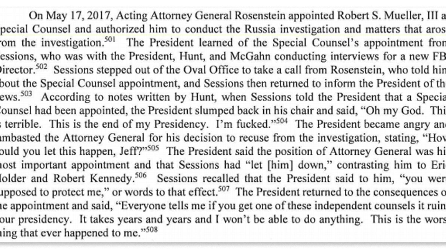 Image: A page from the Mueller report. 