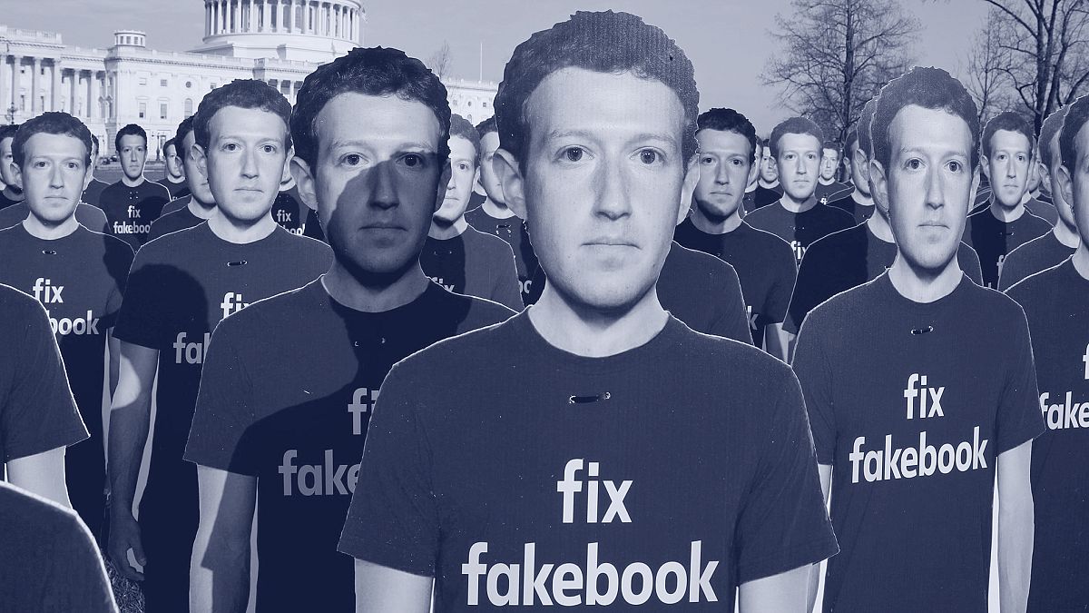 Image: FILE PHOTO: Dozens of cardboard cutouts of Facebook CEO Mark Zuckerb