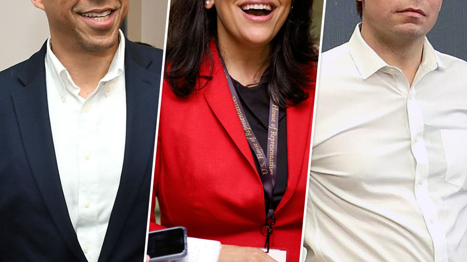 Cory Booker, Rashida Tlaib, and Eric Swalwell.