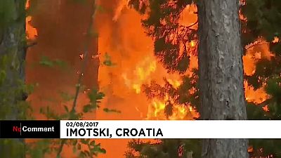 Llamas de 30 metros en un incendio en Croacia