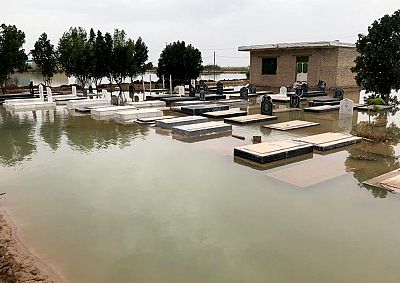 Flooding in a graveyard near Ahwaz, Iran.