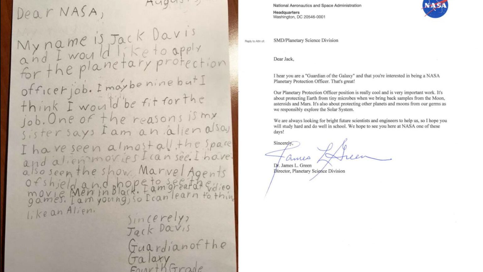 Un niño quiere ser "guardián de la galaxia" de la NASA
