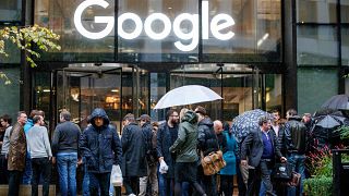 Google staff stage a walkout at the company's U.K. headquarters in London