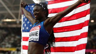 Bowie wins 100m in London, sealing US sprint double at World Championships