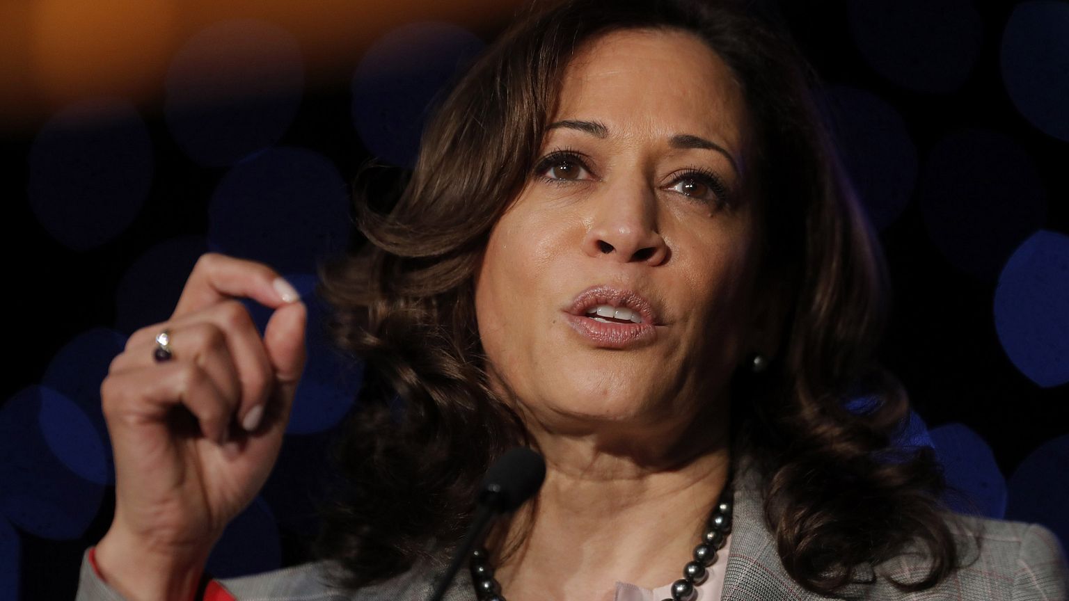 Image: Democratic presidential Candidate Sen. Kamala Harris, D-Calif., spea