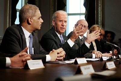 Vice President Joe Biden speaks at a meeting with gun violence survivors and gun safety advocacy groups in the Eisenhower Executive Office Building on Jan. 9, 2013.