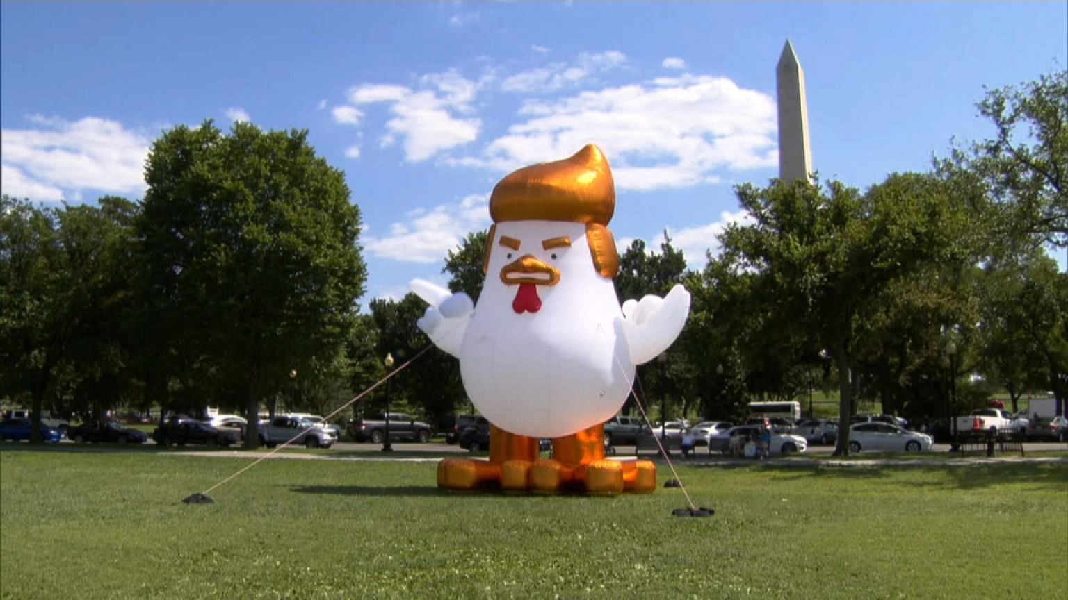 Trump-like inflatable chicken pops up outside Whitehouse