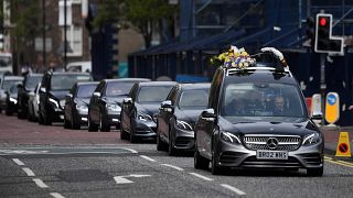Image: The coffin of journalist Lyra McKee arrives at her funeral at St. An