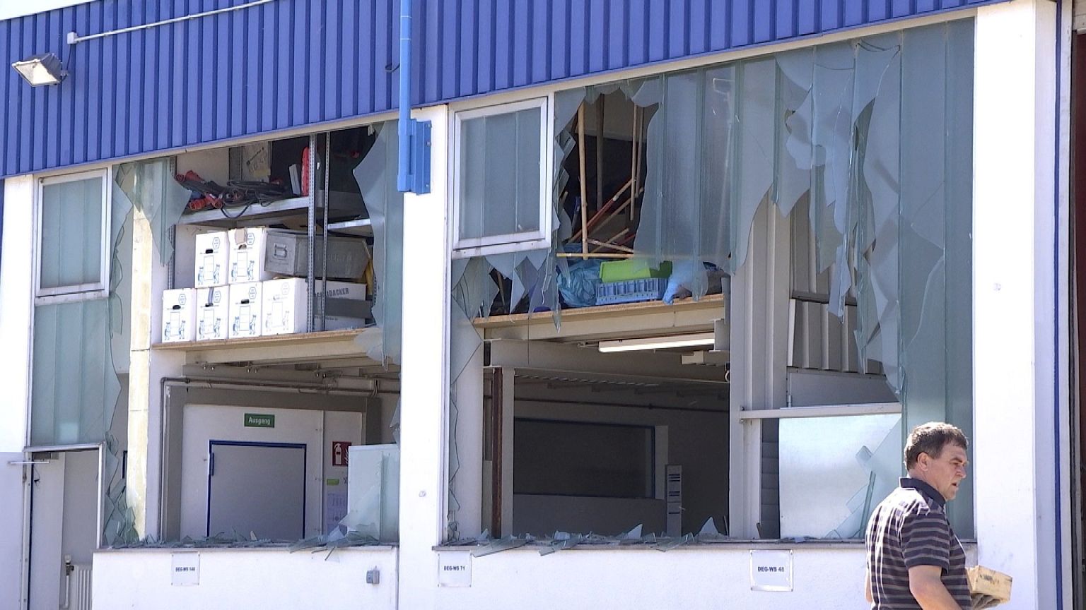 Image: A building was damaged after a controlled detonation of a World War 