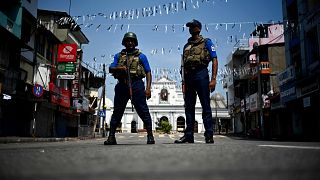 Image: Security personnel stand guard near St. Anthony's Shrine three days 