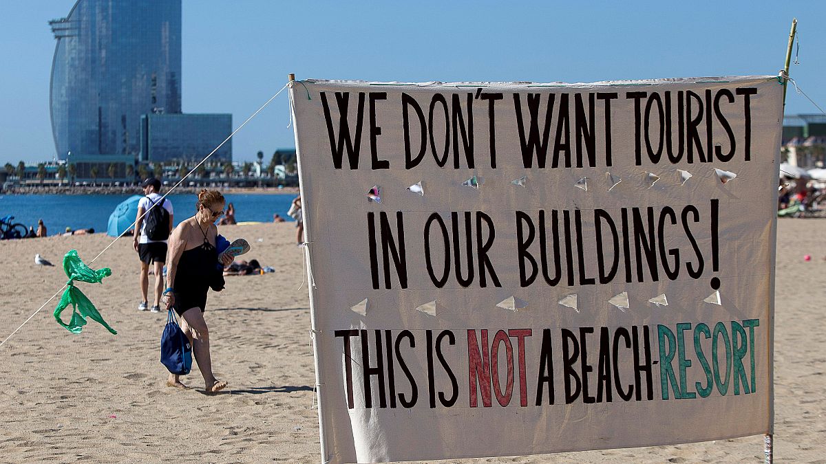 Barcelona beach protest
