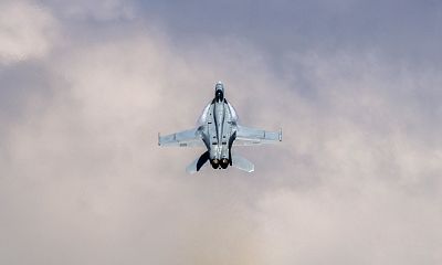 An F/A-18 Super Hornet executes tactical maneuvers at an air show at Scott Air Force Base in Illinois on June 11, 2017.