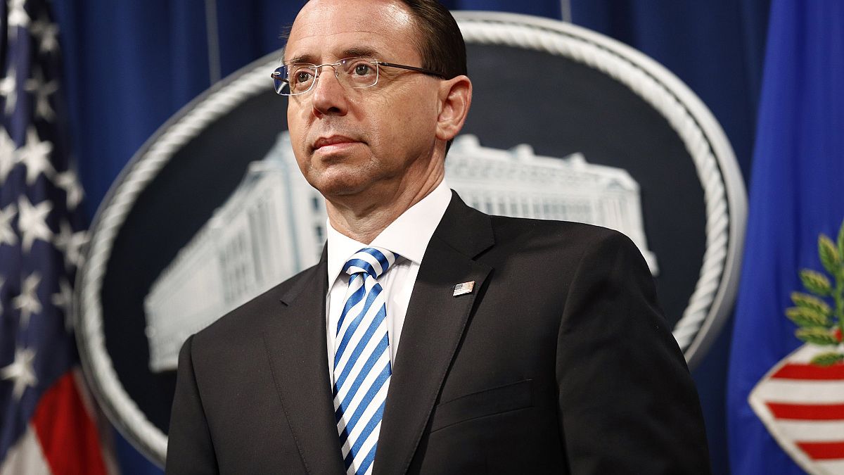 Image: Deputy Attorney General Rod Rosenstein during a news conference