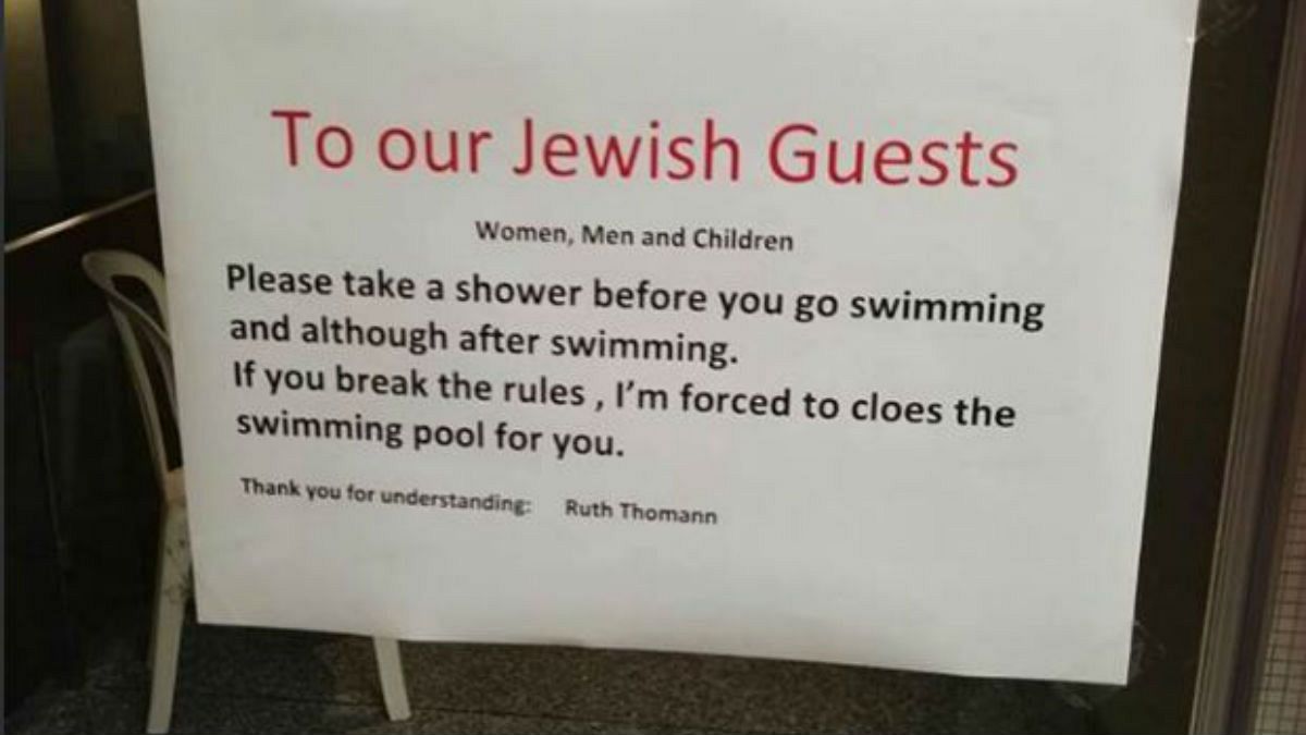 یک هتل در سوییس از مهمانان یهودی خواست قبل از استخر، دوش بگیرند