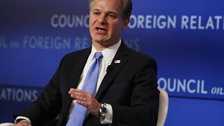 Image: FBI Director Christopher Wray addresses the Council on Foreign Relat