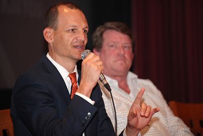 State Assemblymember Kevin McCarty speaks onstage after the San Francisco premiere of "Warning: This Drug May Kill You" in San Francisco on April 20, 2017.