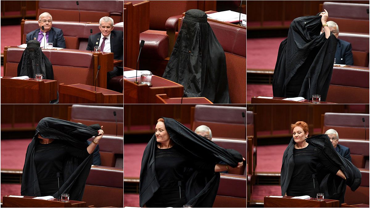 Senator slammed after burqa ban stunt in Australia
