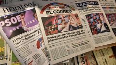 Image: Spanish newspapers in Pamplona, northern Spain, announce the victory