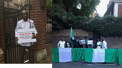 Nigerians in London stage protest outside President Buhari's residence