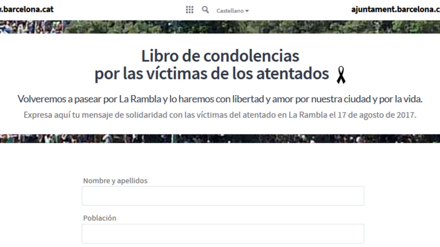 Deja tu mensaje online en solidaridad con las víctimas del atentado