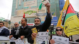 Image: Palestinian demonstration over prisoner stipends