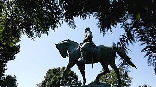 Statue damaged as anger in Charlottesville boils over