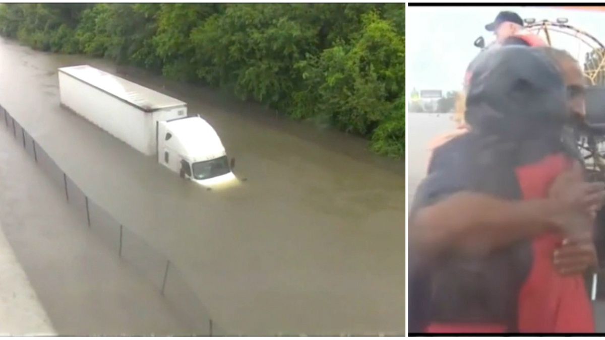 مراسلة أمريكية تنقذ سائق شاحنة من الغرق على الهواء مباشرة