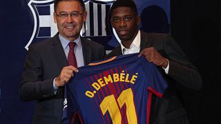 Presentación de Ousmane Dembélé con el FC Barcelona