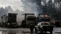 29 camiões incendiados no Chile na disputa Mapuche.