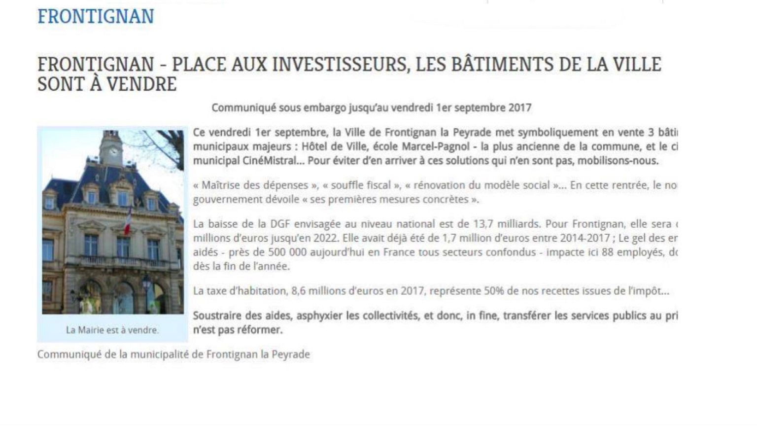 French flippancy as town puts key assets 'up for sale' to protest Macron cuts