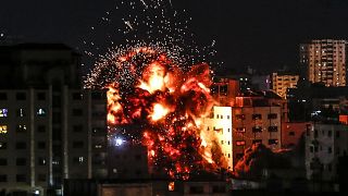 Image: An explosion during an Israeli airstrike in Gaza City